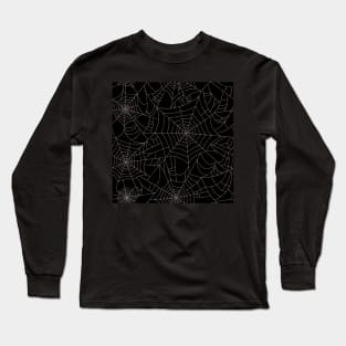 Spiderwebs - ecru on black Long Sleeve T-Shirt